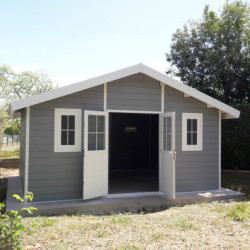 Abri de jardin en bois composite 28mm gris clair 19,22m² PREMIUM - Woodlife Garden