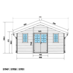 Abri de jardin en bois composite 28mm gris clair 19,22m² PREMIUM - Woodlife Garden