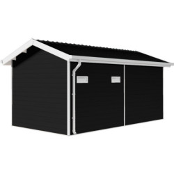 Abri de jardin + terrasse en bois composite 28mm anthracite 15m² PREMIUM - Woodlife Garden