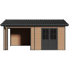 Abri de jardin + terrasse en bois composite 28mm aspect bois 15m² PREMIUM - Woodlife Garden