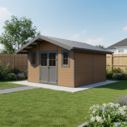 Abri de jardin en bois composite 28mm aspect bois 14,75m² PREMIUM - Woodlife Garden