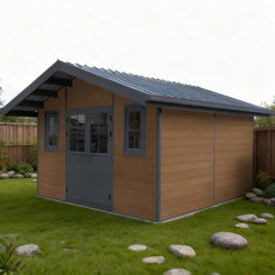 Abri de jardin en bois composite 28mm aspect bois 14,75m² PREMIUM - Woodlife Garden