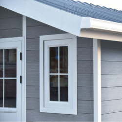 Abri de jardin en bois composite 28mm gris clair 14,75m² PREMIUM - Woodlife Garden