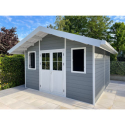 Abri de jardin en bois composite 28mm gris clair 14,75m² PREMIUM - Woodlife Garden