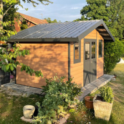 Abri de jardin en bois composite 28mm aspect bois 10,71m² PREMIUM - Woodlife Garden