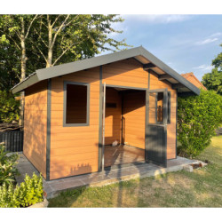 Abri de jardin en bois composite 28mm aspect bois 10,71m² PREMIUM - Woodlife Garden