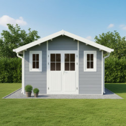 Abri de jardin en bois composite 28mm gris clair 10,71m² PREMIUM - Woodlife Garden