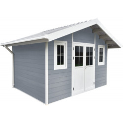 Abri de jardin en bois composite 28mm gris clair 10,71m² PREMIUM - Woodlife Garden