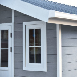 Abri de jardin en bois composite 28mm gris clair 10,71m² PREMIUM - Woodlife Garden