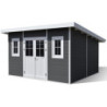 Abri de jardin en bois composite 28mm anthracite 14,90m² PREMIUM toit plat - Woodlife Garden