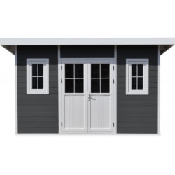 Abri de jardin en bois composite 28mm anthracite 14,90m² PREMIUM toit plat - Woodlife Garden