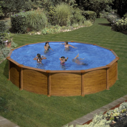 Piscine hors sol Mauritius ronde en acier imitation bois Ø570cm – Gré