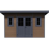 Abri de jardin en bois composite 28mm aspect bois 14,90m² PREMIUM toit plat - Woodlife Garden