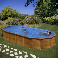 Piscine Amazonia ovale en acier imitation bois 744x399cm sans renforts apparents – Gré