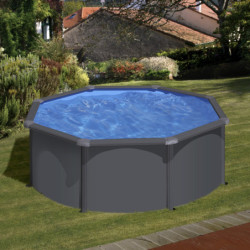 Piscine hors sol Louko ronde en acier gris anthracite Ø320xH122cm – Gré