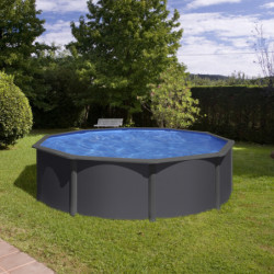 Piscine hors sol Louko ronde en acier gris anthracite Ø370xH122cm – Gré