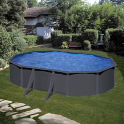 Piscine hors sol Louko ovale en acier gris anthracite 527x327cm – Gré