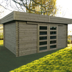 Abri de jardin Viborg 13,71m² en bois traité 40mm avec double porte - SOLID