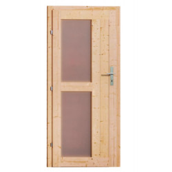 Porte en bois pour sauna exterieur aspect verre dépoli - Karibu