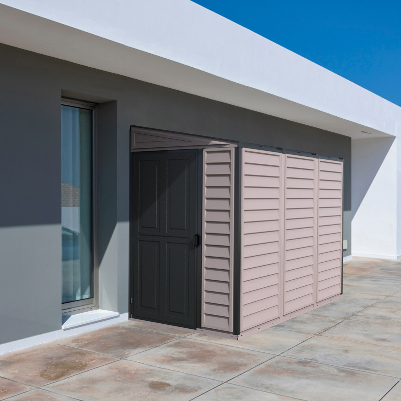 Abri de jardin adossable en PVC gris 2,94m² Sidemate - DURAMAX