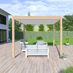 Pergola bioclimatique autoportante en alu imitation bois 3x4m Ombrea