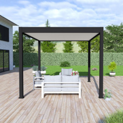 Pergola bioclimatique autoportante en alu noir 3x4m Ombrea