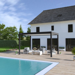 Pergola bioclimatique autoportante en alu noir 3x4m Ombrea