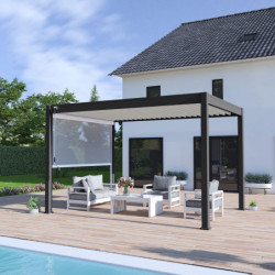 Pergola bioclimatique autoportante en alu noir 3x4m Ombrea