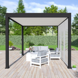 Pergola bioclimatique autoportante en alu noir 3x4m Ombrea