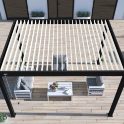 Pergola bioclimatique autoportante en alu noir 3x4m Ombrea