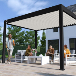 Pergola bioclimatique autoportante en alu noir 3x4m Ombrea