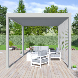 Pergola bioclimatique autoportante en alu gris perle 3x4m Ombrea