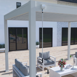 Pergola bioclimatique autoportante en alu gris perle 3x4m Ombrea