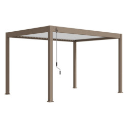 Pergola bioclimatique autoportante en alu beige 3x4m Ombrea