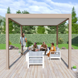Pergola bioclimatique autoportante en alu beige 3x4m Ombrea
