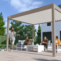 Pergola bioclimatique autoportante en alu taupe 3x4m Ombrea