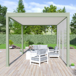 Pergola bioclimatique autoportante en alu vert 3x4m Ombrea