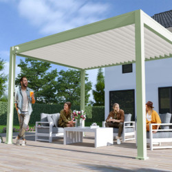 Pergola bioclimatique autoportante en alu vert 3x4m Ombrea