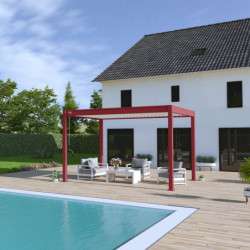 Pergola bioclimatique autoportante en alu rouge 3x4m Ombrea