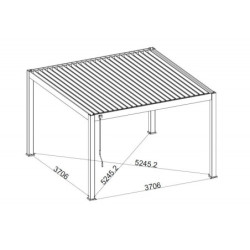 Pergola bioclimatique autoportante en alu anthracite - lames blanches - 4x4m Ombrea