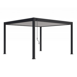 Pergola bioclimatique autoportante en alu anthracite - lames blanches - 4x4m Ombrea