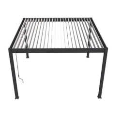 Pergola bioclimatique autoportante en alu anthracite - lames blanches - 4x4m Ombrea