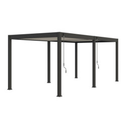 Pergola bioclimatique autoportante en alu anthracite - lames blanches - 3x6m Ombrea