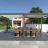 Pergola bioclimatique autoportante en alu anthracite - lames blanches - 3x6m Ombrea