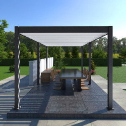 Pergola bioclimatique autoportante en alu anthracite - lames blanches - 3x6m Ombrea