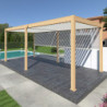 Pergola bioclimatique autoportante en alu imitation bois - lames blanches - 3x6m Ombrea	