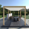 Pergola bioclimatique autoportante en alu imitation bois - lames blanches - 3x6m Ombrea	