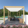 Pergola bioclimatique autoportante en alu imitation bois - lames blanches - 3x6m Ombrea	