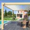 Pergola bioclimatique autoportante en alu imitation bois - lames blanches - 3x6m Ombrea	
