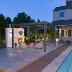 Pergola bioclimatique autoportante en alu anthracite 4x6m Ombrea